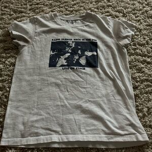 Brandy Melville White and Black Short Sleeve Tee